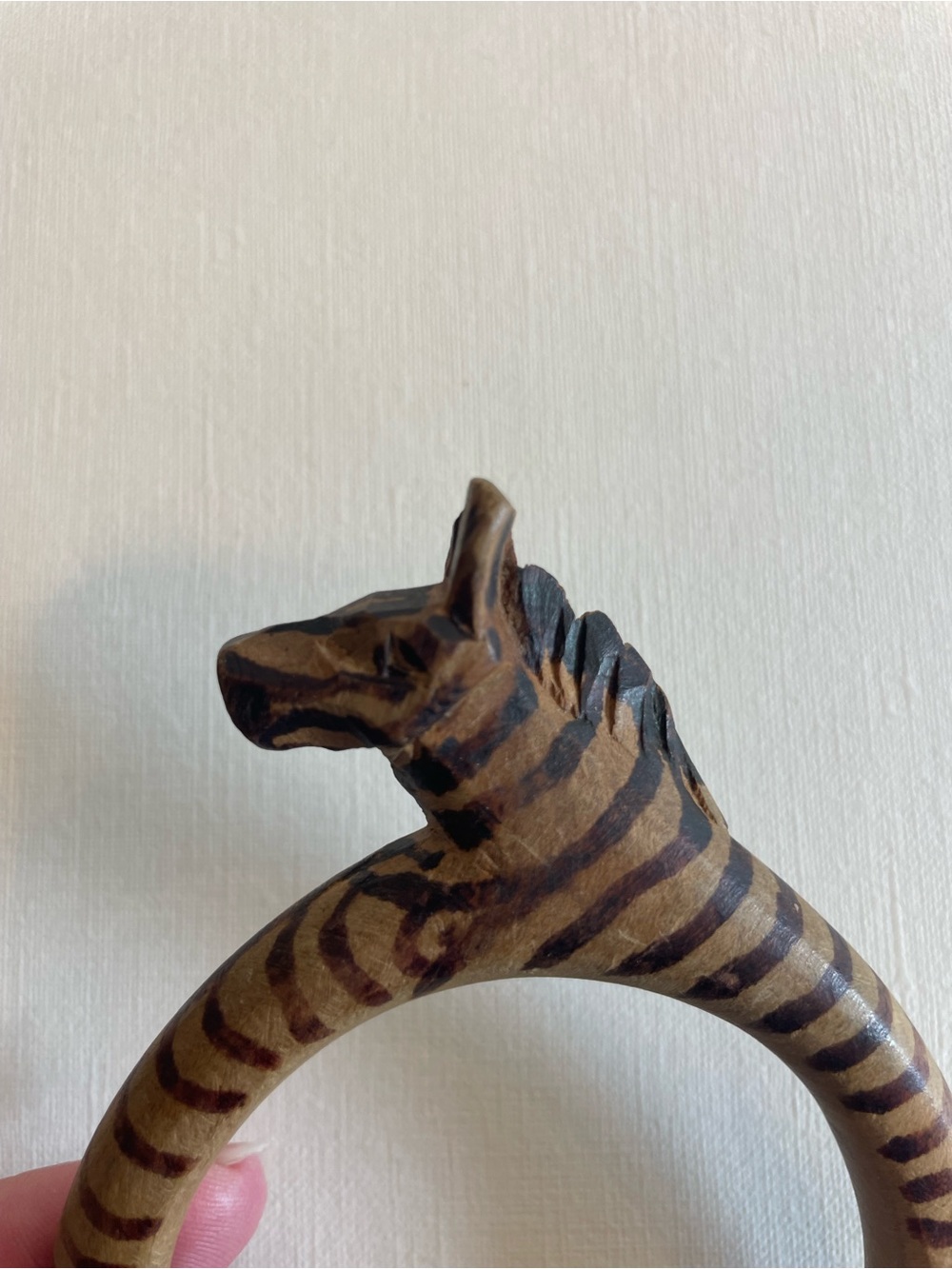 Unique Handcrafted wooden Zebra-Pattern Accessory bangle - Picture 7 of 7